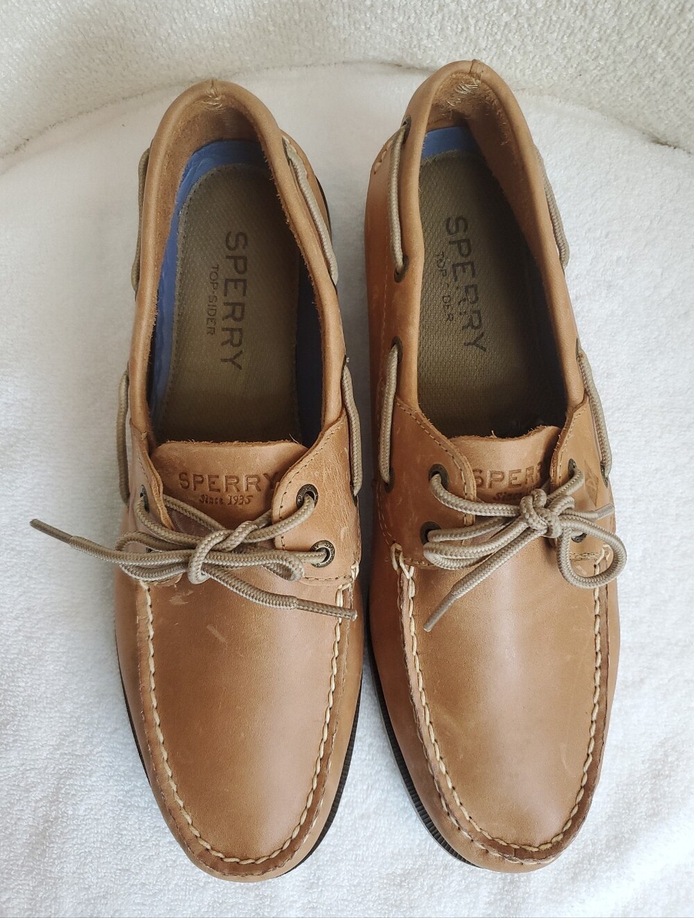 Sperry Men's Brown Tan Leather Topsider with Original 2-eye Boat Shoes Size 11.5